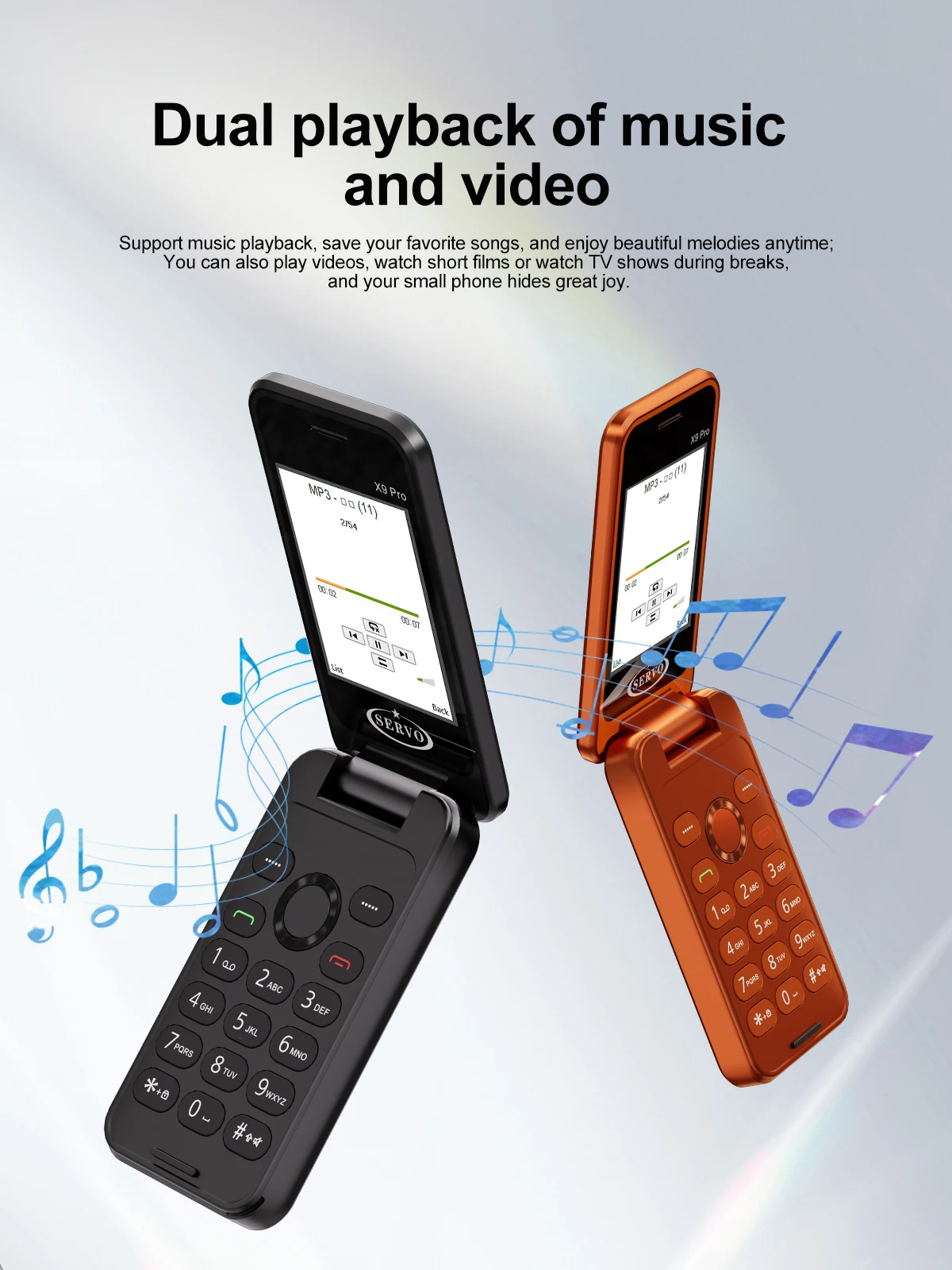 NEW SERVO X9 PRO Flip Mobile Phone 3 SIM Standby Blacklist Magic Voice Speed Dial MP4 Player FM Radio 2G GSM Foldable Cellphones