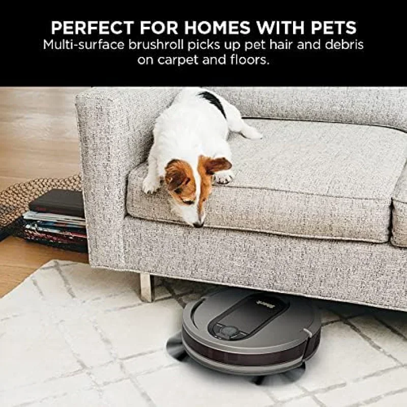 DD2Shark AV911S EZ Robot Vacuum with Self-Empty Base,Bagless,Row-by-Row Cleaning,Perfect for Pet Hair,Compatible with Alexa,Wi