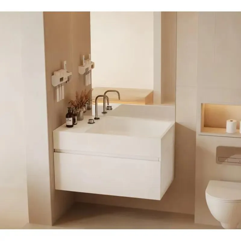 Artificial Stone Integrated Washbasin with Cabinet Easy to Clean Bathroom Sink