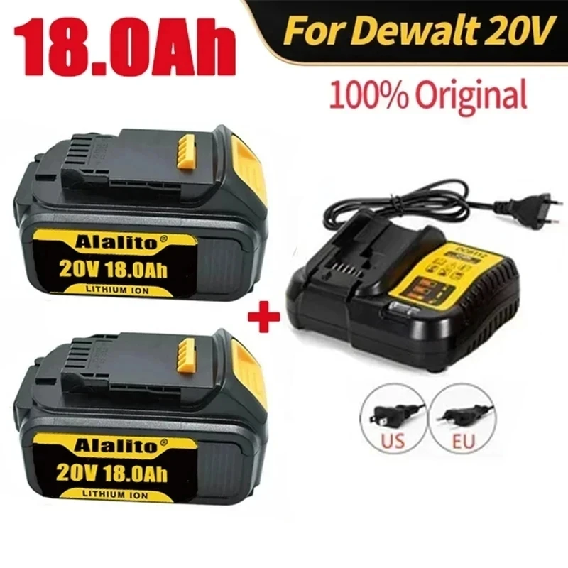 

20V 18000mAh DCB200 Replaceable Li-ion Battery Compatible for Dewalt 18V MAX Power Tools 18650 Lithium Batteries with charger