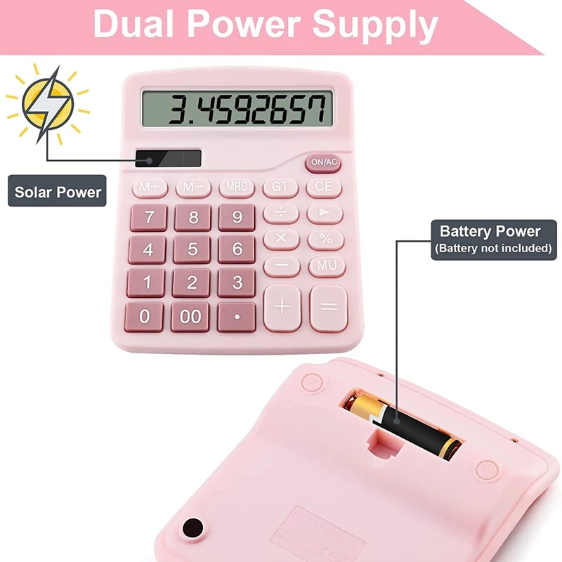 12 Digits Electronic Calculator Solar Calculator Dual Power Calculator Office Financial Basic Desk Calculator