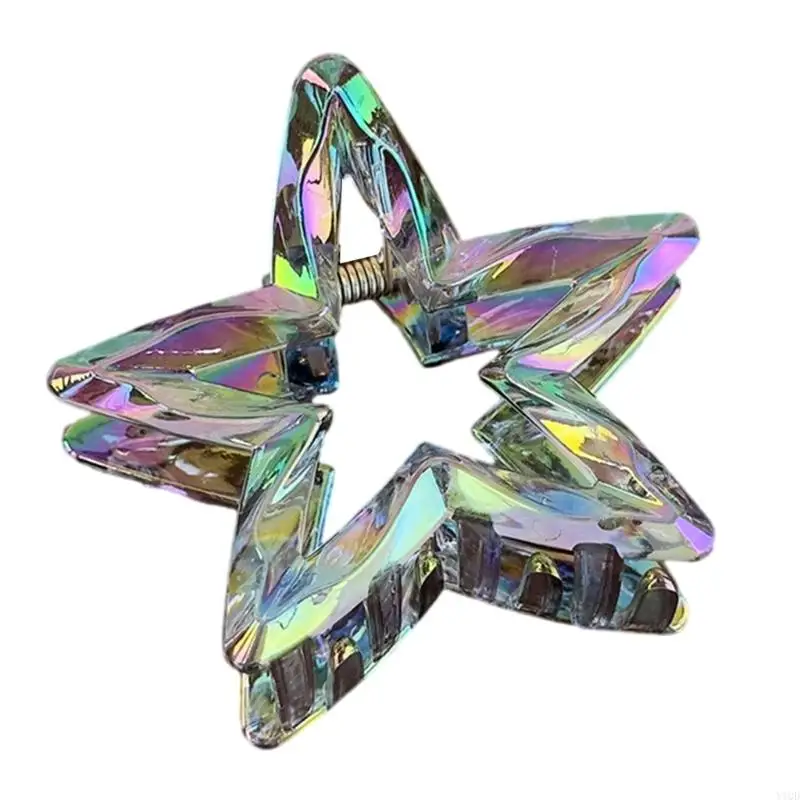 Clip scintillante a forma stella acrilica a forma stella Accessorio per capelli in resina leggera per lo styling