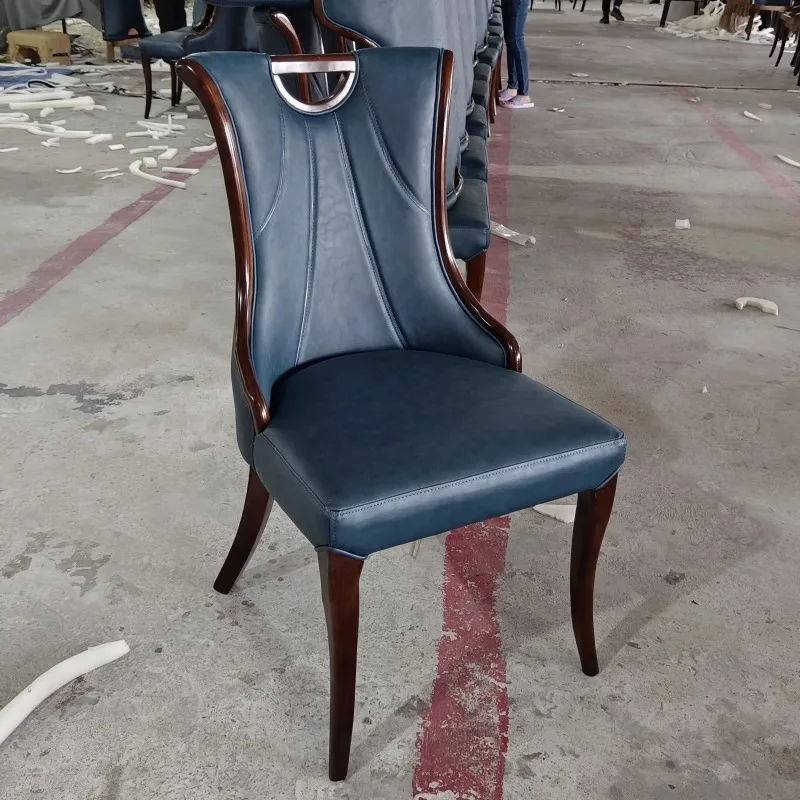 

Premium dining chair household solid wood chair Nordic modern simple desk chair Italian light luxury designer back chair