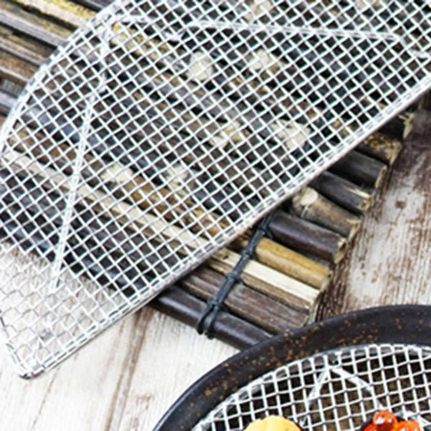 AFOURT-3X Fried Tempura Net Stainless Steel Grill Hamburger Fried Chicken Grease Net Japanese Cuisine Slate Pork Rack Home A
