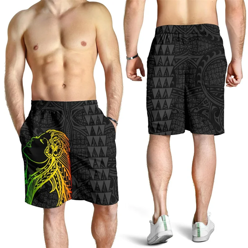 Mädchen drucken Männer Shorts Hawaii Strand kurze Stämme polynesische Stammes Badehose Fitness studio Eis Shorts Junge Board kurze Hosen Ropa Hombre