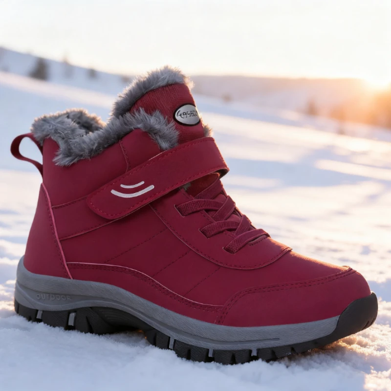 

Ветрозащитные теплые зимние ботинки для женщин, ботинки до середины икры, толстая плюшевая подкладка, защита от холода, снежных дней, покупки, путешествия, зимние мероприятия