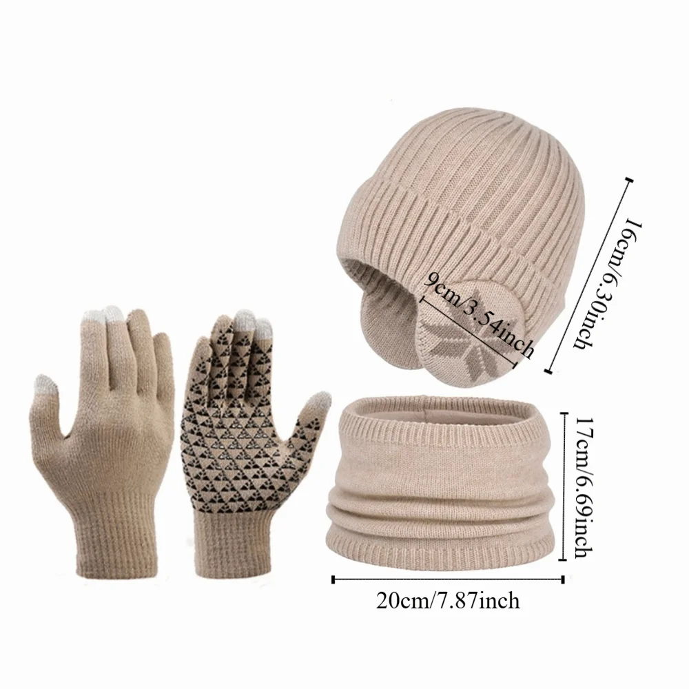 3 قطعة/المجموعة الأزياء بلون قبعة وشاح قفازات مجموعة Earflap الشتاء البلوز قبعة Coldproof يندبروف محبوك قبعة الخريف