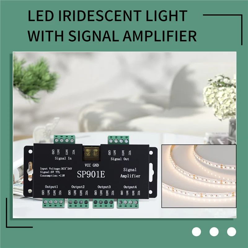 

SP901E LED Pixel WS2812B WS2811 SPI Signal Amplifier Repeater For WS2813 SK6812 WS2815 WS2801 SK9822 Etc All The RGB