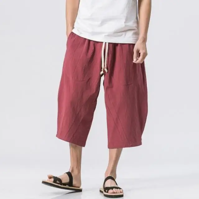 

Loose Chinese Sle Men's Casual Pants Linen Trousers High Waist Straight Leg Korean Faion Neutral G Other Material