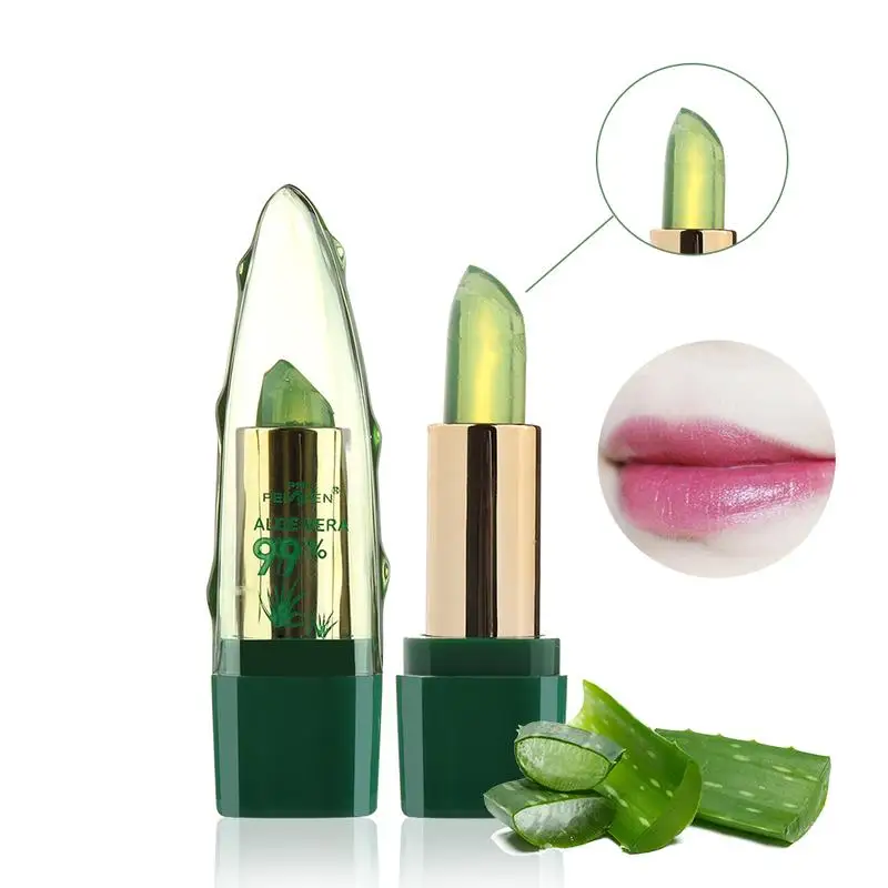 1Pc 99% Aloe Natural Moisturizer Lipstick Temperature Changed Color Lipbalm Magic Pink Protector Lip