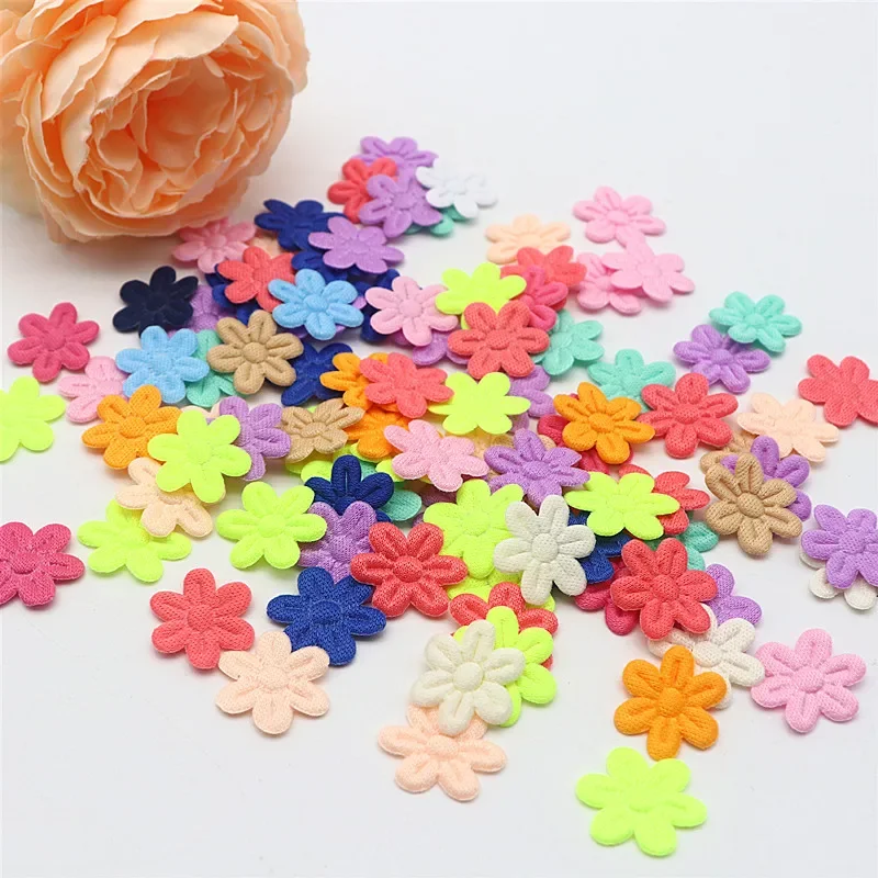 2cm Fabric Five Petal Flower Embossing DIY Jewelry Fabric Accessories Accessories Material Cloth Stickers