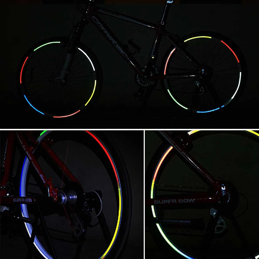 Bike Reflective Stickers Strip MTB Bicycle Wheel Sticker Fluorescent Tape Reflector Sticker Bicycle Accessories Cycling Decor