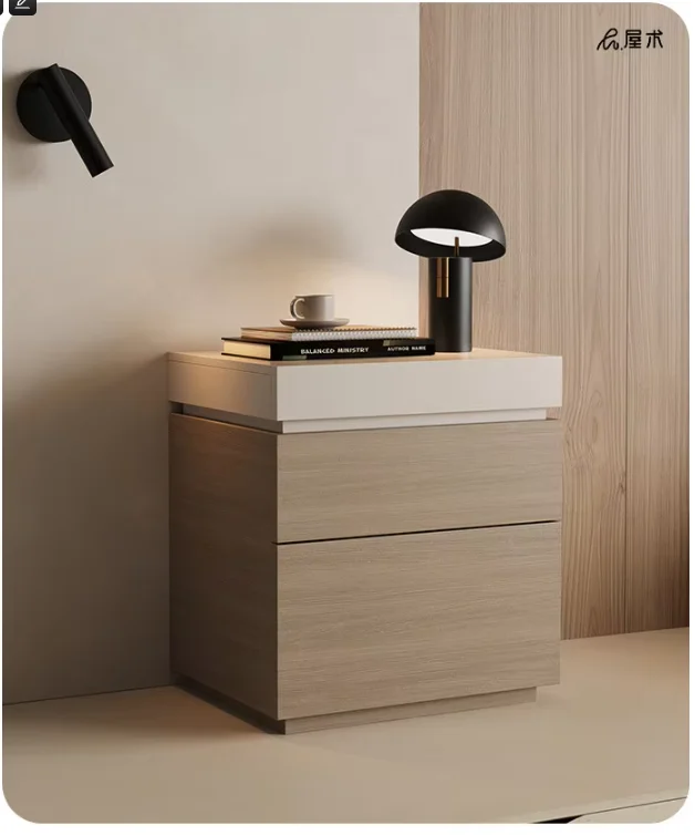 Solid Wood File Cabinet Simple Removable Storage Four Chest Cabinets Desk Lower Drawer Cabinet Study Bedside Table with Wheels M