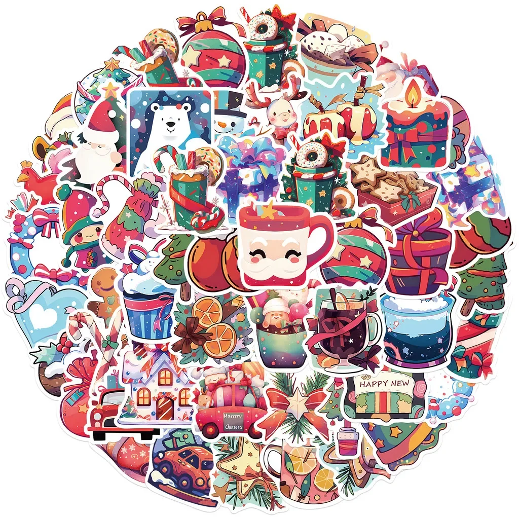 Winter Christmas Art‑print Stickers 50pcs Festive Icon Decals for Phone Back Shell and Cup Decoration Anime Worlds Store