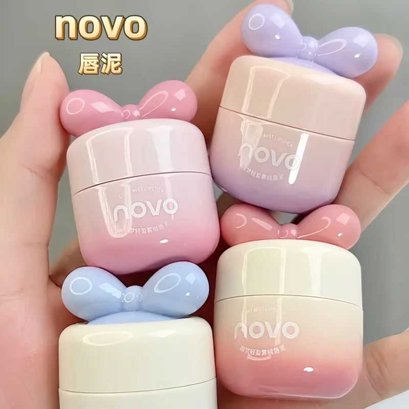 NOVO Jar Lip Mud Long Lasting Non-Stick Velvet Matte Nude Matte ลิปสติกน่ารักความงาม Lip GLOSS แต่งหน้า Maquillajes Para Mujer