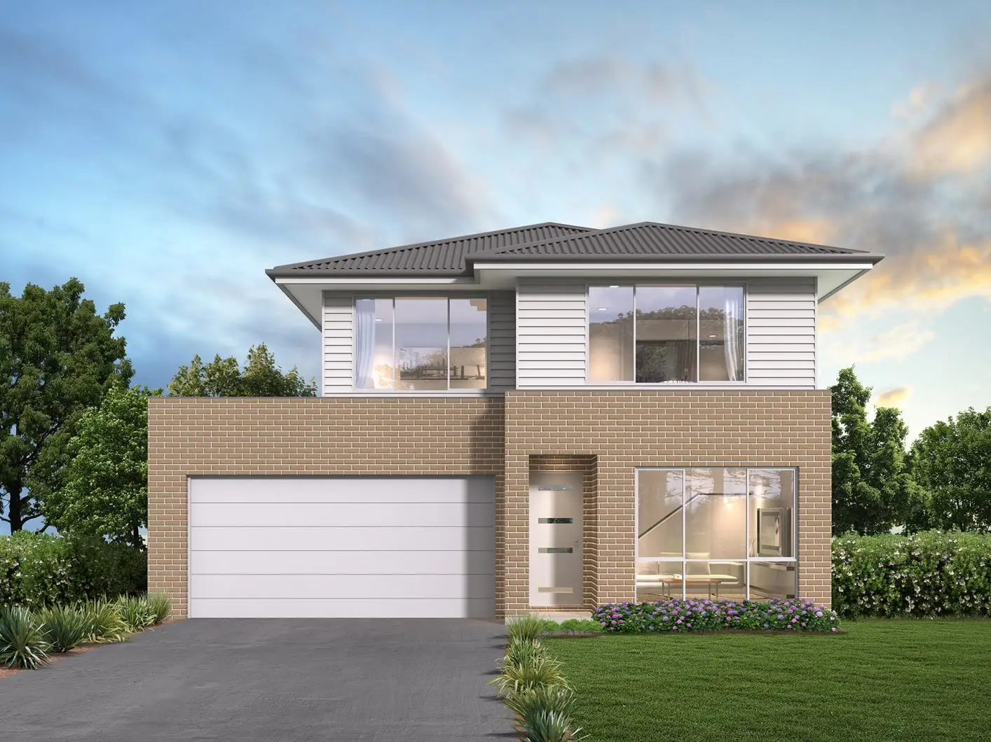 Prefab Light Steel Frame 2 Storey Duplex Villa Modern Australian Style Double Story Modular House Prefabricated Home With Garage