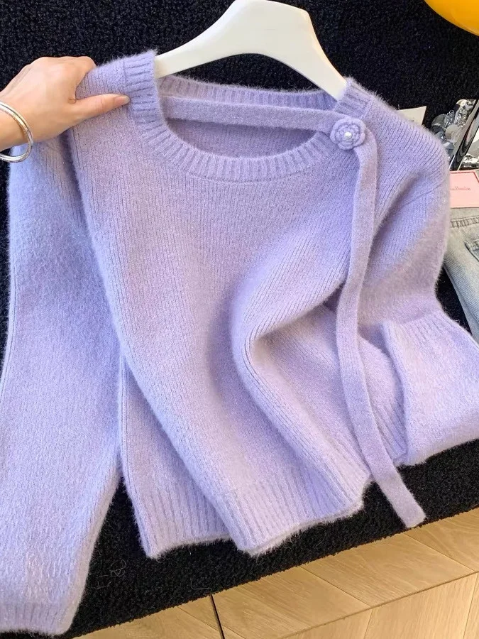 Ele Floral Sa Maglione Donna Autunno Inverno Nuovo Sle Unico Dimagrante Versatile Top lavorato a maglia Morbido e confortevole Wrap Sle