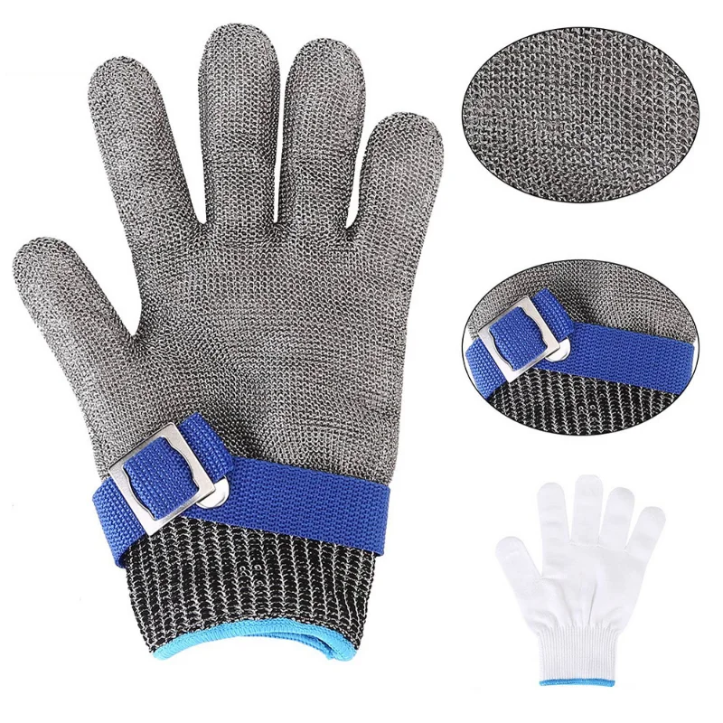 Guantes de acero inoxidable a prueba de Cortes, nivel 5, HPPE, seguridad en el trabajo, malla metálica, anticorte, carnicero, cocina