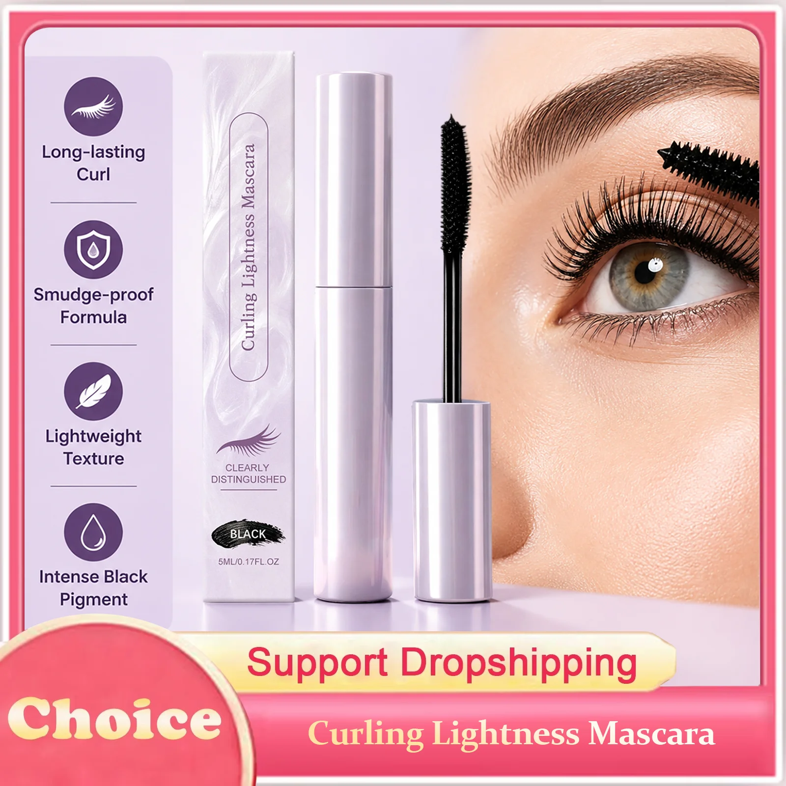 Curling Mascara Waterproof Sweatproof Volumizing Lengthening Thick Eyelashes Long Lasting Smudge Proof Lightweight Eye Makeup