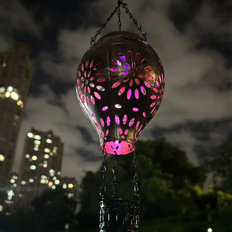 

Solar Hot Air Balloon Lantern LED Outdoor Hot Air Balloon Chandelier Wrought Iron Metal Simulation Hot Air Balloon Lamp