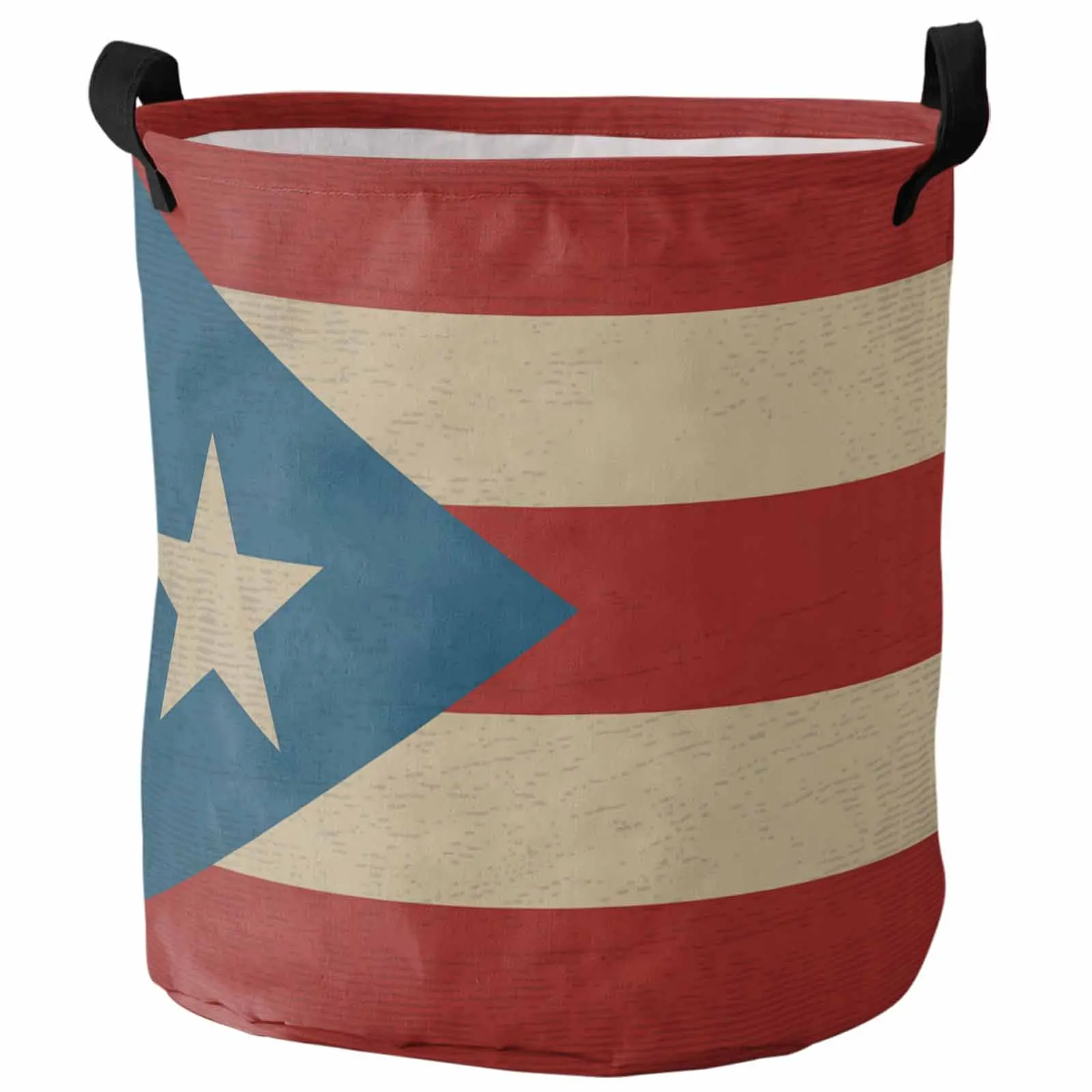 

Vintage Puerto Rico Flag Foldable Dirty Laundry Basket Kid's Toy Organizer Waterproof Storage Baskets