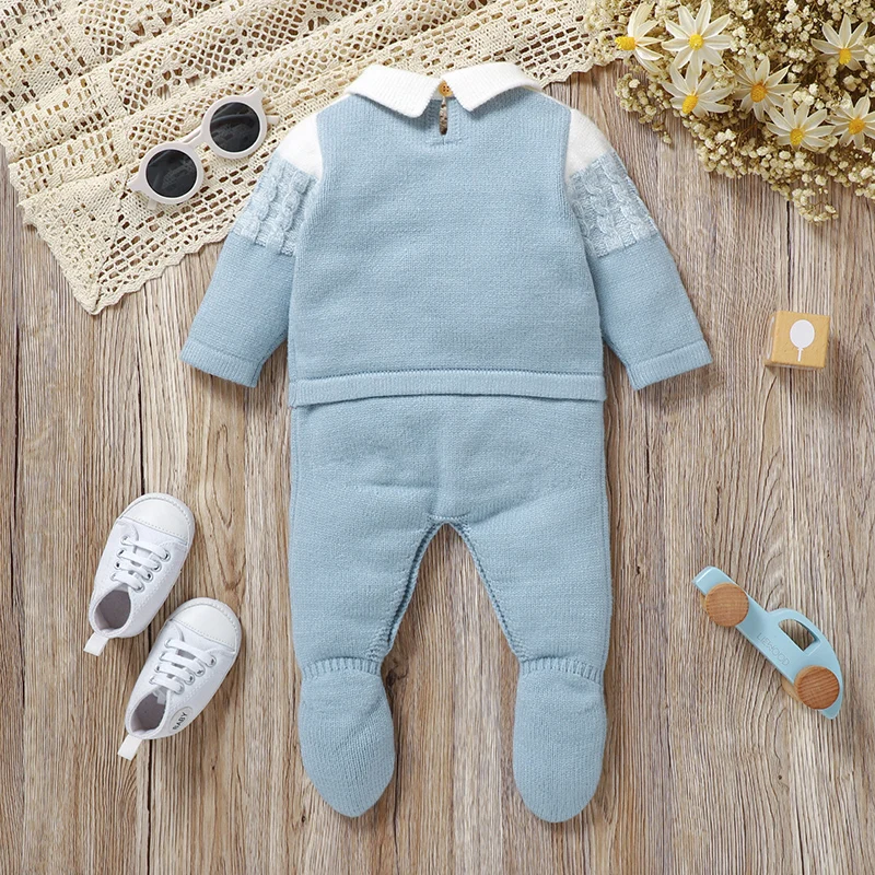 Winter Baby Boys Rompers Jumpsuits 0-18m Spring Fall Winter Turtle Neck Full Sleeve Knit Newborn Infant Outwear Overalls Clothes