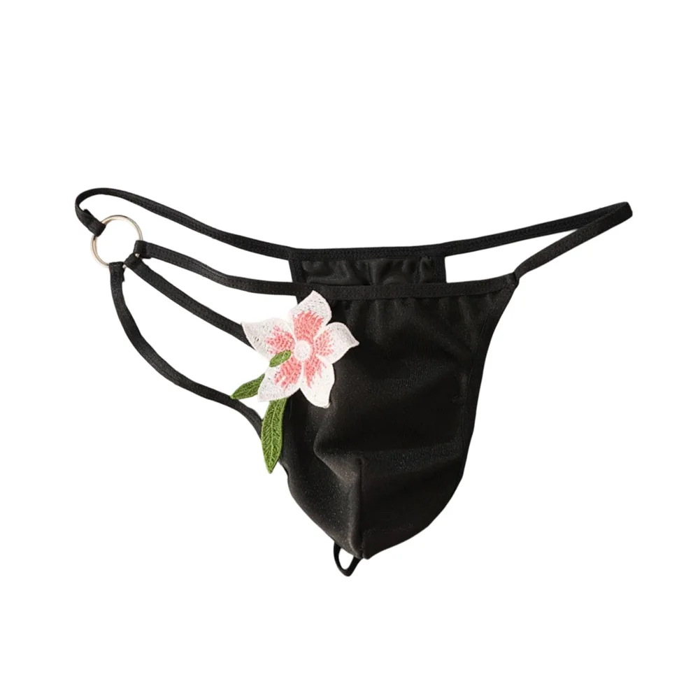 

Men Embroidered Patch Briefs Thin Straps Lingerie Ultra Hot G-String Elastic Sissy Bulge Pouch Japanese Thongs Underwear For Man