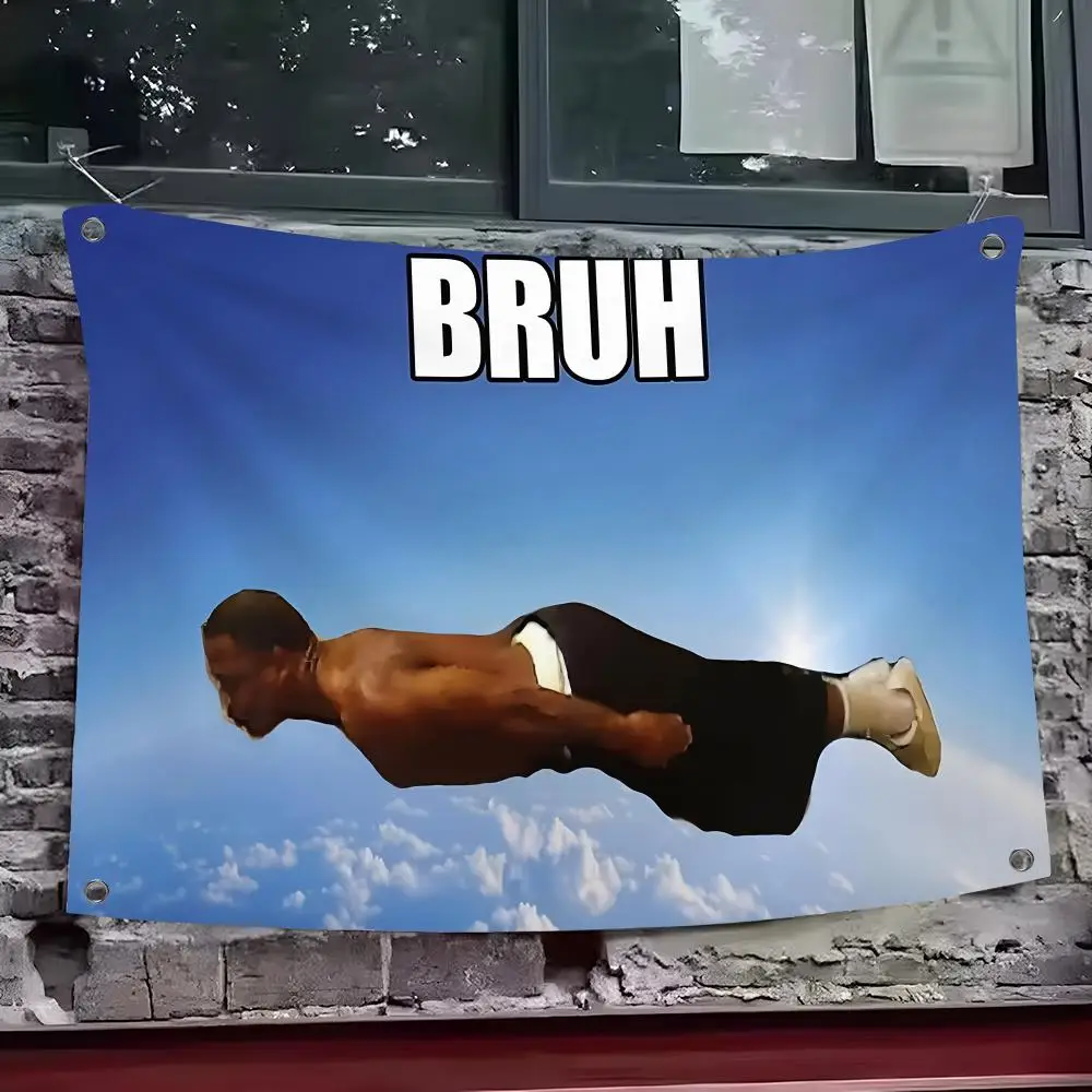 Bruh Flying Midget FUNNY Flags Bedroom Home Living room Outdoor Wall Hanging Custom Background Decoration Art Banner