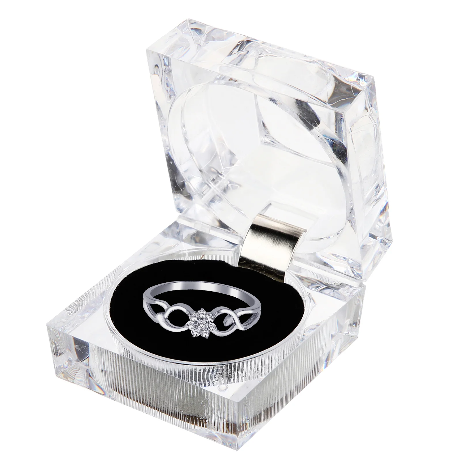 

4Pcs Ring Box Jewelry Organizer Solid Compact Portable Lightweight Suitable for Engagement Wedding Bridal Shower Romantic Gift