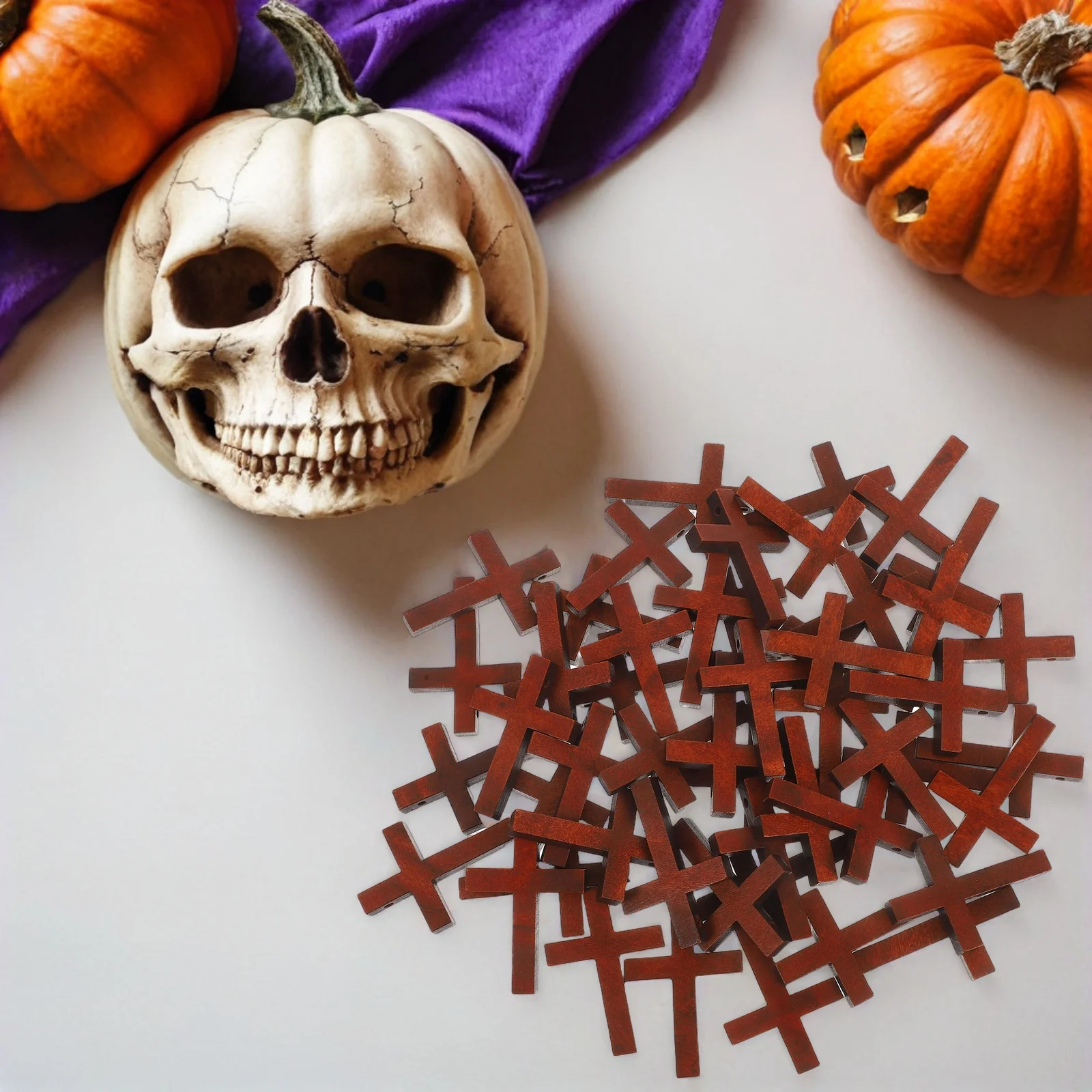 

50Pcs Cross Shape Wood Pendants Fine Workmanship Hanging Pendants Decor for Wrist Chain DIY Pendant Materials Stylish Decoration