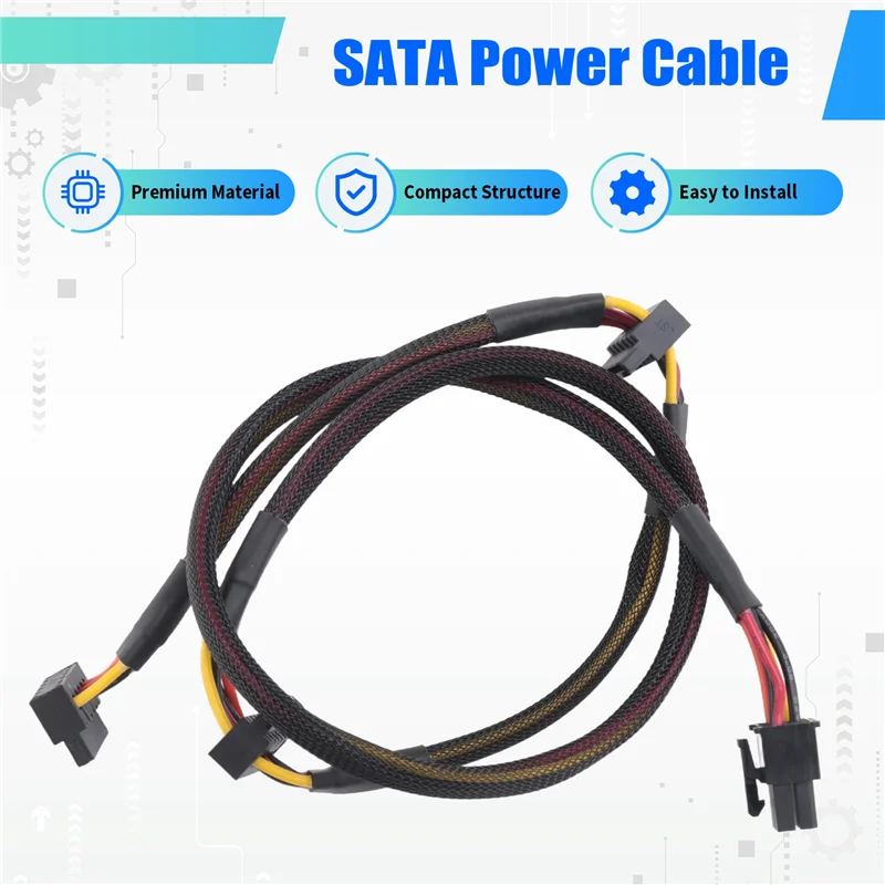 새로운! !Antec NP TP ECO 시리즈용 모듈형 PSU 6핀 - 3포트 SATA 전원 케이블 18AWG 와이어 80Cm