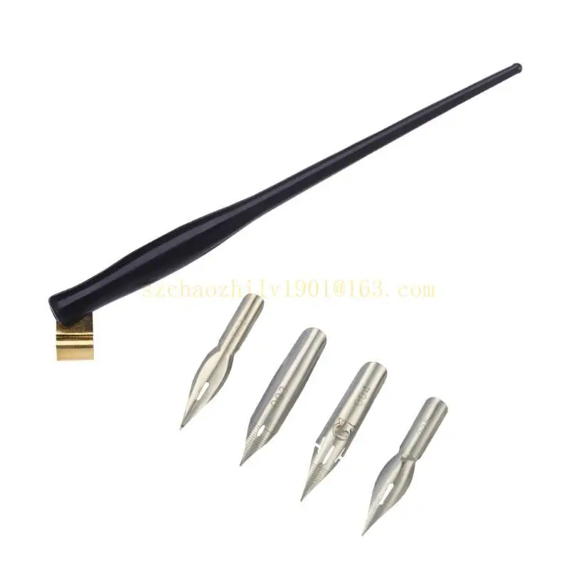 62KA Держатель для ручек с 4 сменными наконечниками для письма, художественного рисования, наклонный держатель для ручек, регулируемый съемный фланец