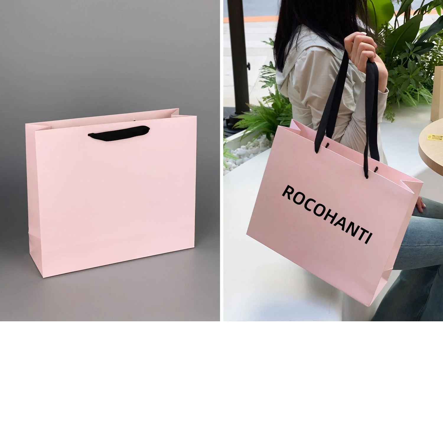 

20 шт., оптовая цена, роскошный логотип, бумажные пакеты для покупок на заказ, упаковка, картонный бумажный пакет с ленточной веревкой