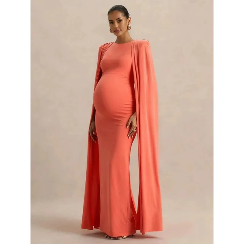 Studio-Umstandsfotografie-Umhangkleid, schmal geschnittenes Schwangerschaftskleid, mehrfarbiges Baby-Shower-Foto-Outfit-Kostüm