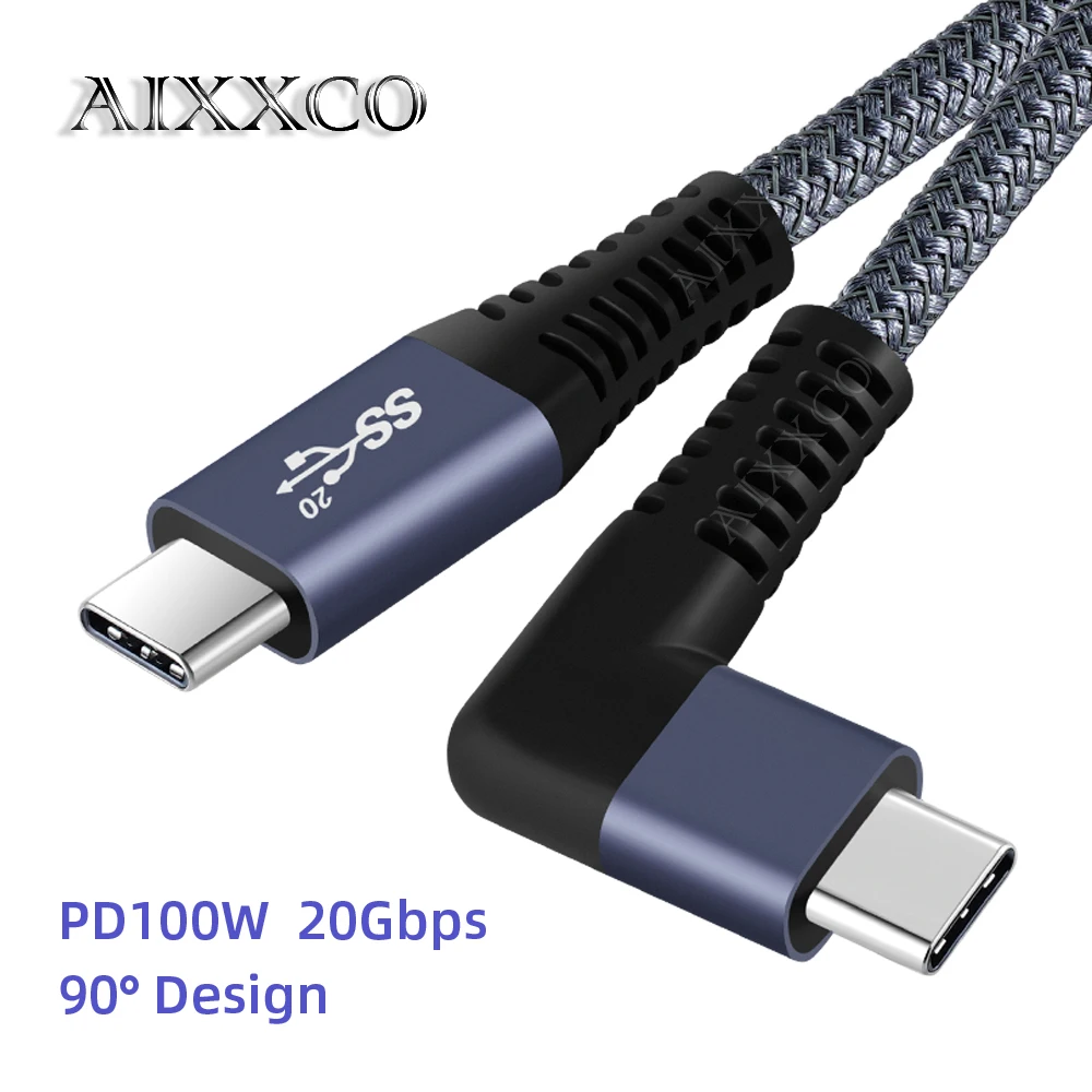 AIXXCO USB 3.1 20Gbps usb-c Cable Type C to C PD 100W 5A Fast Charging 4K 60Hz Video Cable For MacBook Pro