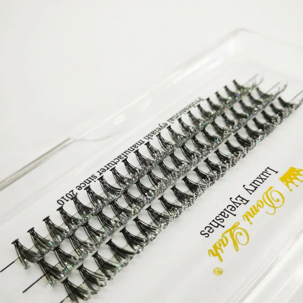 Veteran Tech New Design 20D 60 Bundle Glitter Cluster Eyelash Extension with Shining Powder for Makeup Lashes Extension Supplier