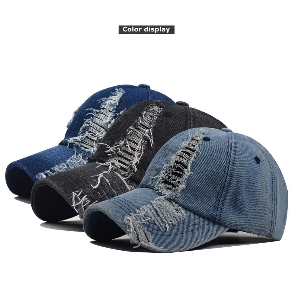 

New Fashion Men Women Baseball Cap Denim Spring Autumn Snapback Vintage Torn Sun Visor Hip Hop Teenage Dance Hats Gorras EP0448