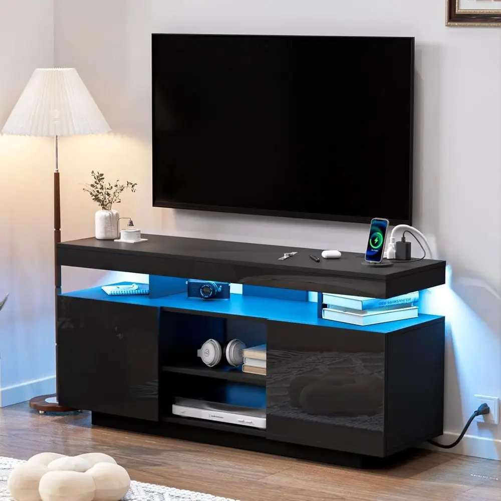 

Универсальная подставка для телевизоров 55-32 дюймов с розетками, игровой и развлекательный центр, медиа-стол для хранения в гостиной