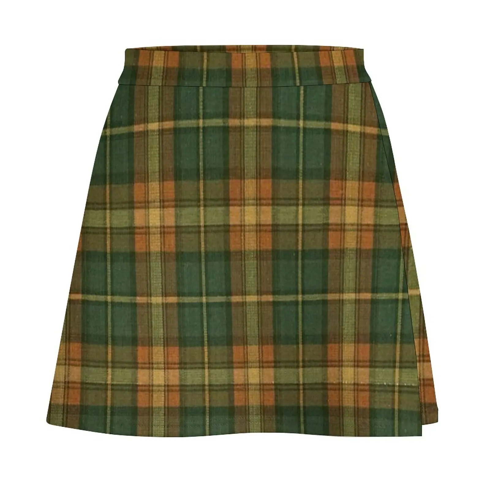 Green and Orange Plaid - Barf Plaid Mini Skirt luxury women skirts Women's skirts Mini Skirt