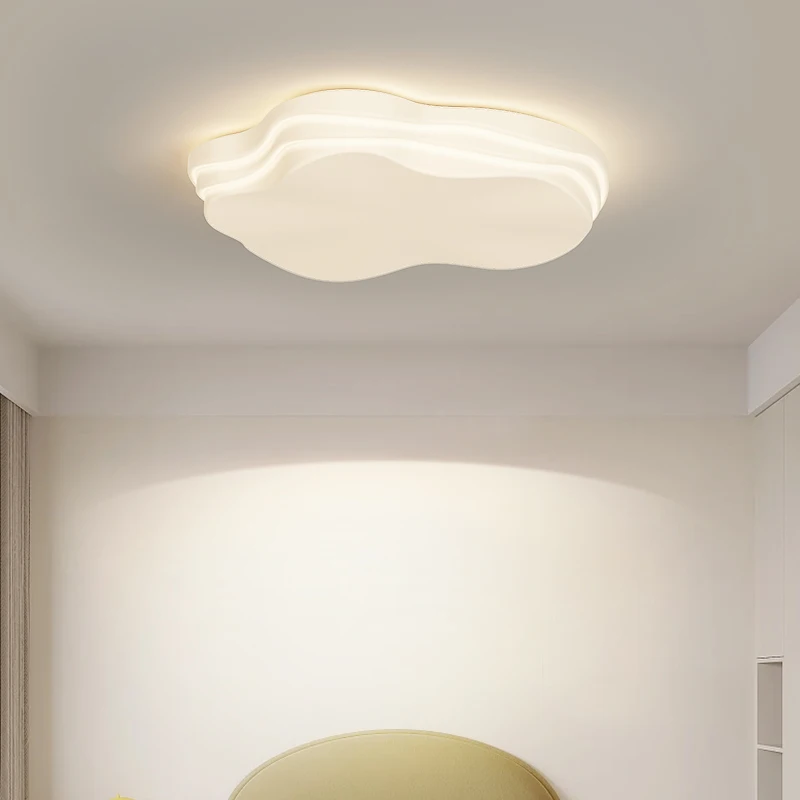 Cloud Ceiling Lamp Modern Simple Cream Style Warm Room Light Full Spectrum Bedroom Ceiling Light Remote Control LED Lighting