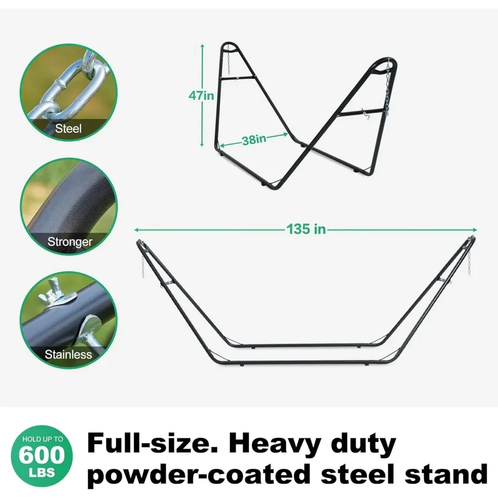 Universal Hammock Stand Only, Heavy Duty Pó revestido Stand, 600 lbs Capacidade, apto para 9ft a 14ft, 2 pessoas