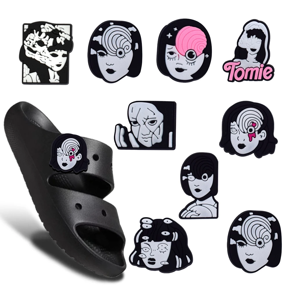 

4-128pcs Halloween Black and White Shoe Charms DIY Craft Accessories Shoe Jibbitz-Type Charms for Crocs-style Kids Adult Gifts
