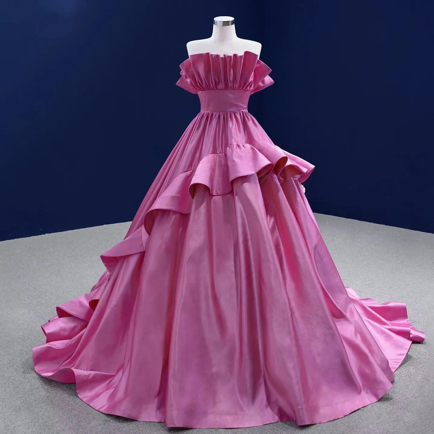 2022 rosa vestidos de baile cetim sem alças plissado ruched princesa vestidos de baile quinceanera vestido de festa de aniversário