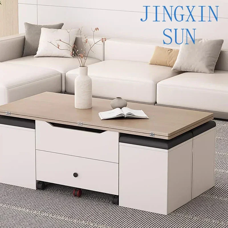 Drawers Adjustable Coffee Table Designer Simple Wooden Center Coffee Table Folding White Mesas De Centro Para Sala Furniture
