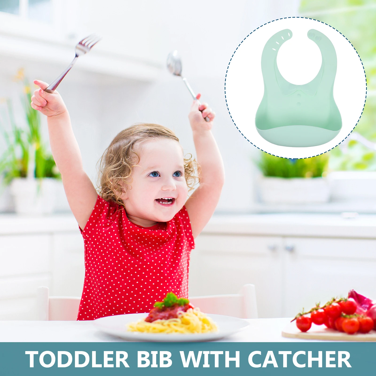 

Silicone Baby Waterproof Food Grade With Cartoon Clean Adjustable Strap Lightweight Durable For
