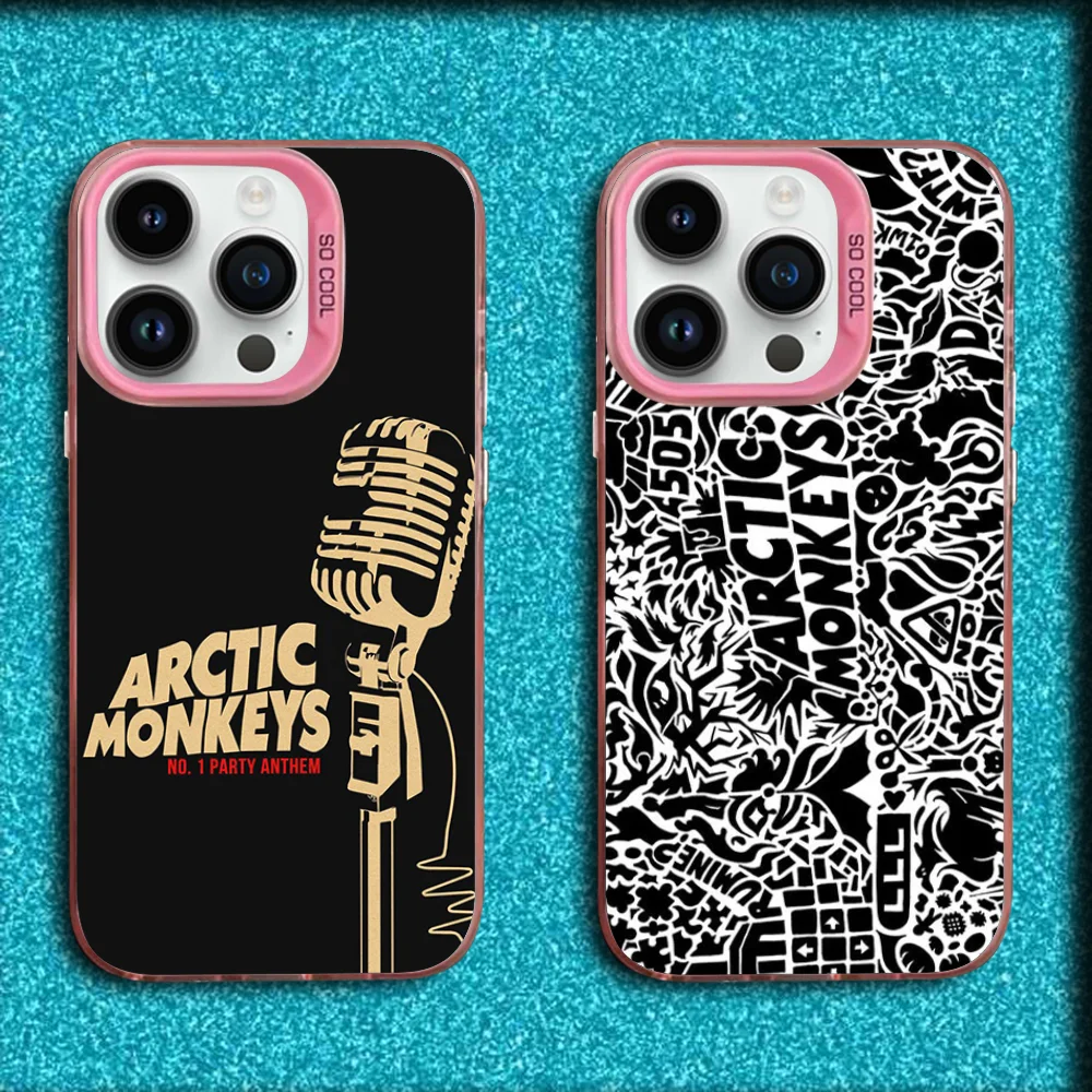 

Band A-Arctic Monkeys Phone Case For iPhone 16,15,14,13,12,11,Mini,Pro,MAX Pink Matte Silicone Cover
