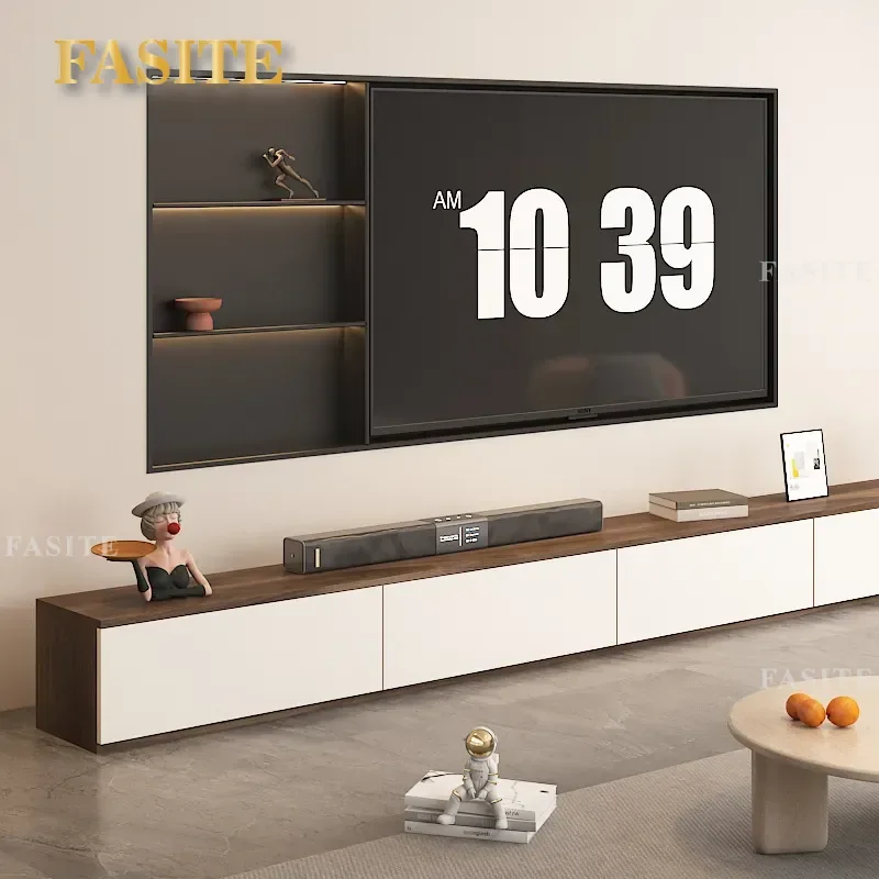 For Modern Living Room Ultra-thin Floor-to-ceiling TV Cabinet Solid Wood Walnut Color Simple Home Storage Locker