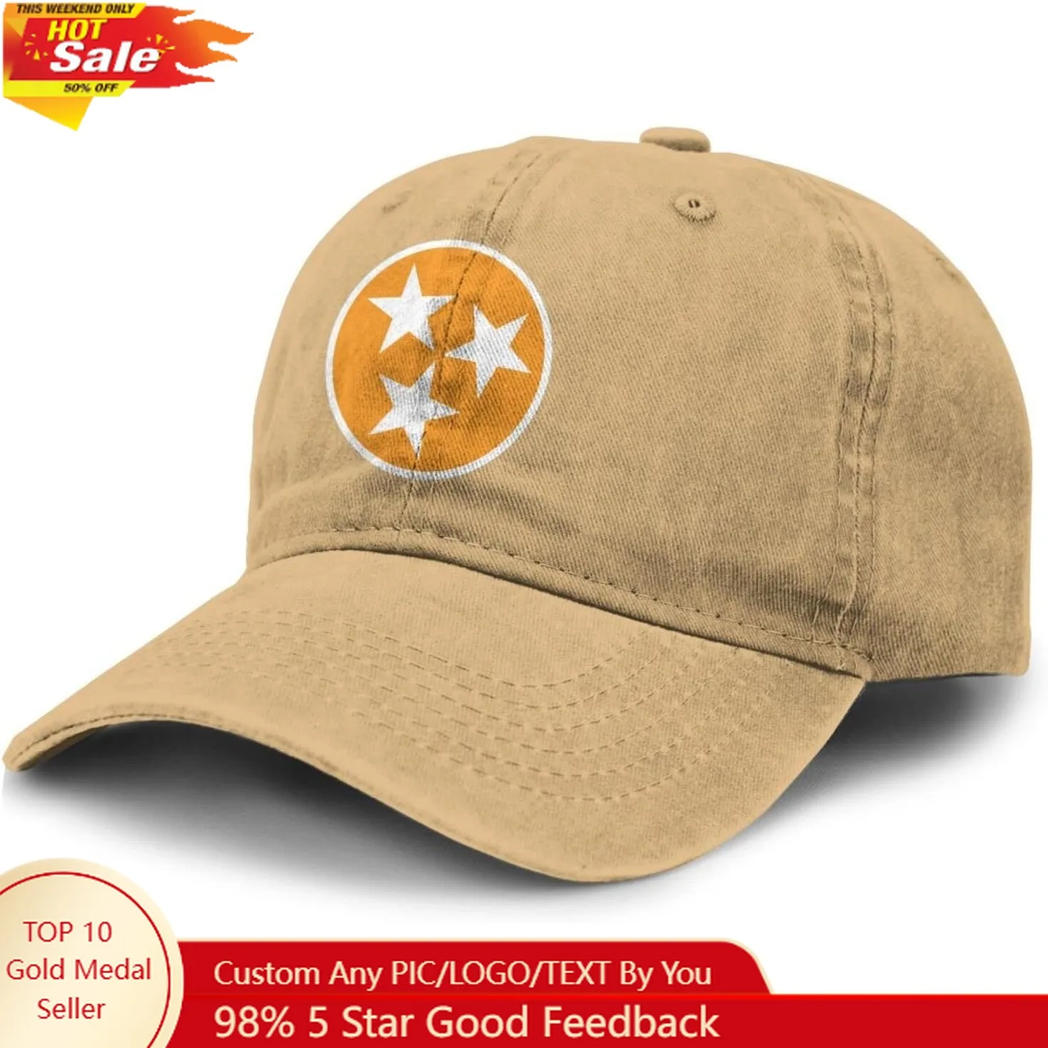 

Tennessee Orange Star Flag Baseball Cap Adjustable Aldult Cowboy Classic Hat Fashion Sports Hat for Mens Womens