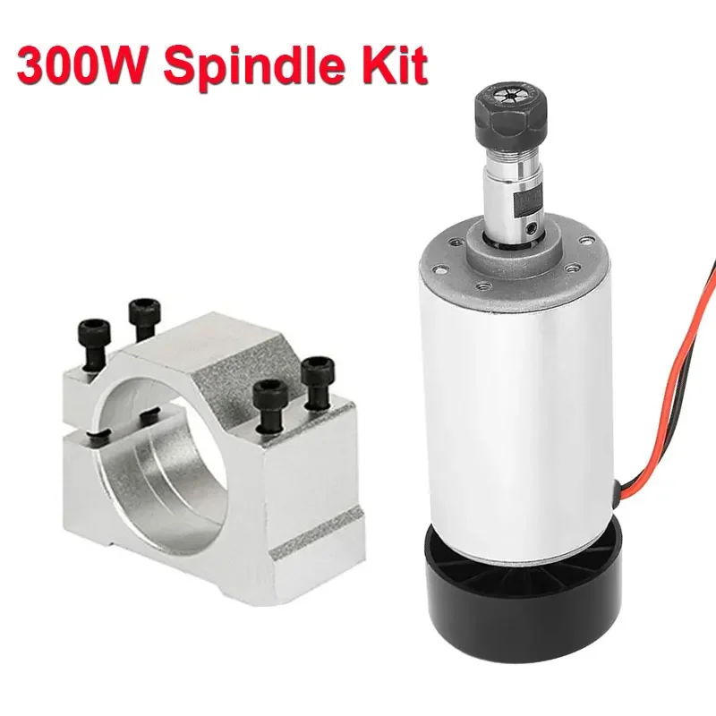 

300W Spindle Kit 0.3KW DC 12-48 CNC Spindle Motor Mount Bracket 24V 36V for PCB CNC Engraving Cutting Machine