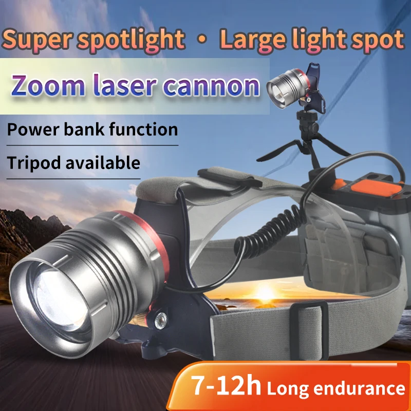 

LED Zoom Headlamp USB Rechargeable Bright Head-Mounted Flashlight Camping Fishing Outdoor Headlight